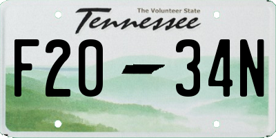 TN license plate F2034N
