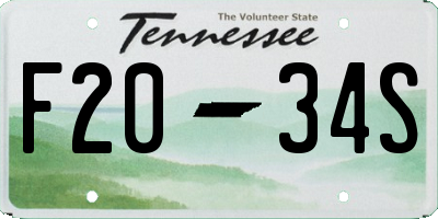 TN license plate F2034S