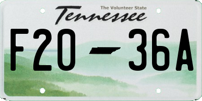 TN license plate F2036A