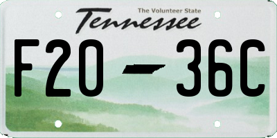 TN license plate F2036C