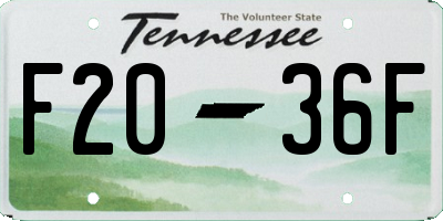 TN license plate F2036F