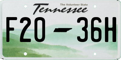 TN license plate F2036H