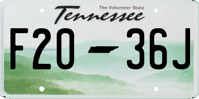 TN license plate F2036J