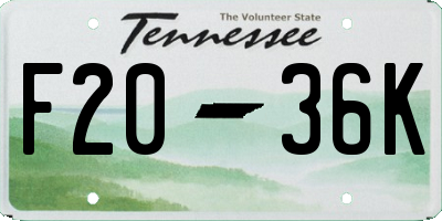 TN license plate F2036K