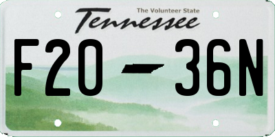 TN license plate F2036N