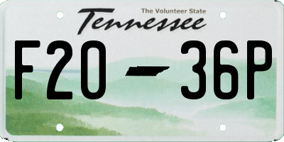 TN license plate F2036P