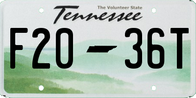 TN license plate F2036T