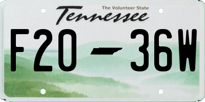 TN license plate F2036W