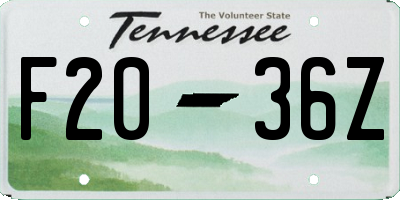 TN license plate F2036Z