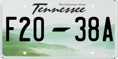 TN license plate F2038A