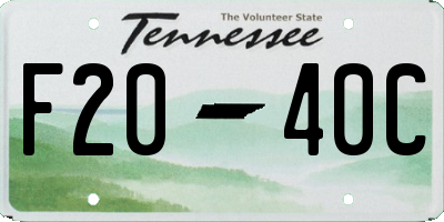 TN license plate F2040C