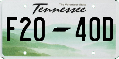 TN license plate F2040D