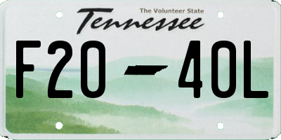 TN license plate F2040L