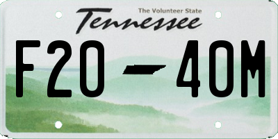 TN license plate F2040M