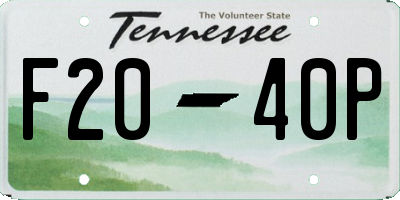 TN license plate F2040P