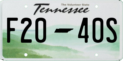 TN license plate F2040S