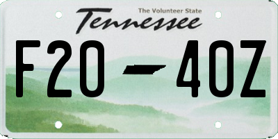 TN license plate F2040Z