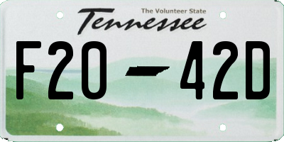 TN license plate F2042D