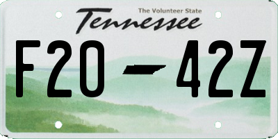 TN license plate F2042Z