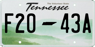 TN license plate F2043A