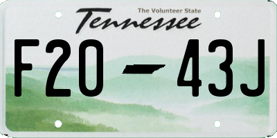 TN license plate F2043J