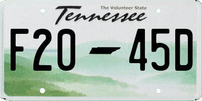 TN license plate F2045D