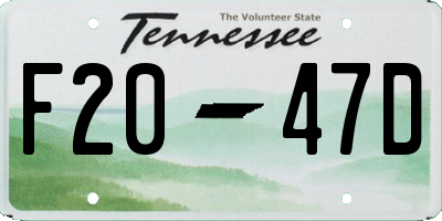 TN license plate F2047D