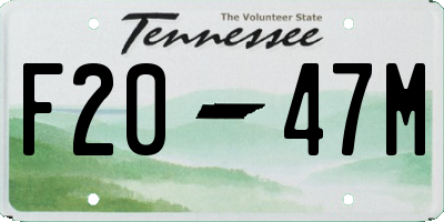 TN license plate F2047M