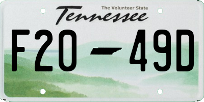 TN license plate F2049D