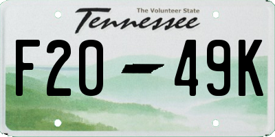 TN license plate F2049K