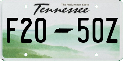 TN license plate F2050Z