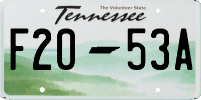 TN license plate F2053A