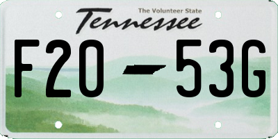 TN license plate F2053G