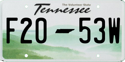 TN license plate F2053W