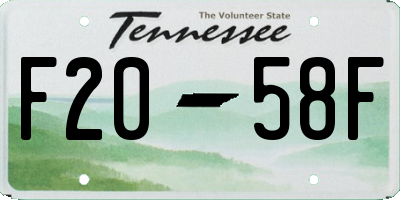 TN license plate F2058F