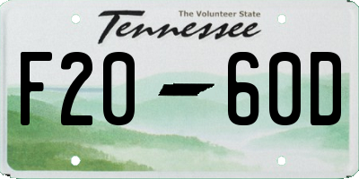 TN license plate F2060D