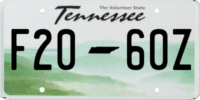TN license plate F2060Z