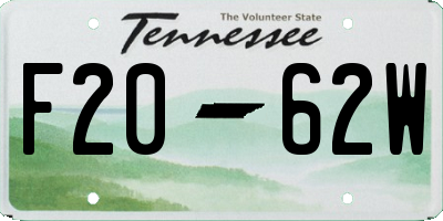 TN license plate F2062W
