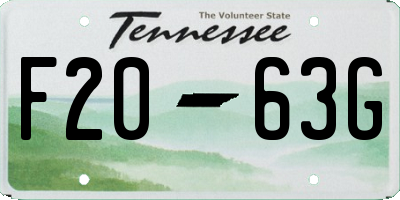 TN license plate F2063G