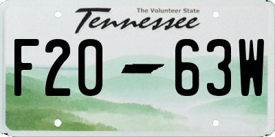 TN license plate F2063W