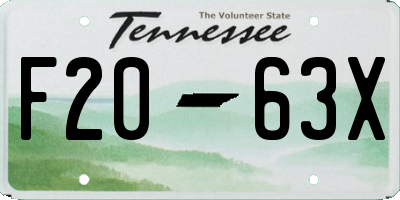 TN license plate F2063X