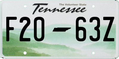 TN license plate F2063Z