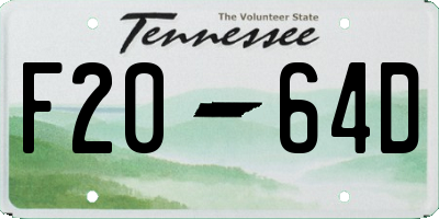 TN license plate F2064D
