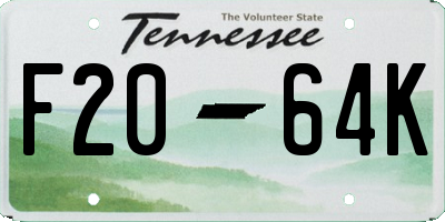 TN license plate F2064K