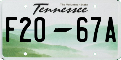 TN license plate F2067A