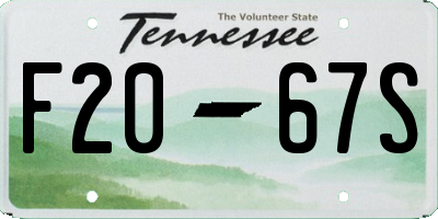 TN license plate F2067S