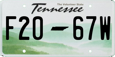 TN license plate F2067W