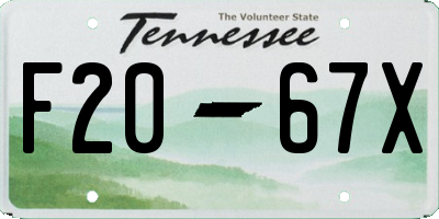 TN license plate F2067X
