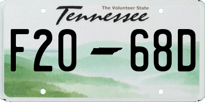 TN license plate F2068D