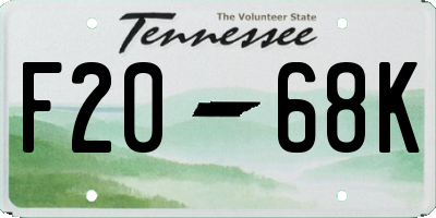 TN license plate F2068K